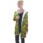 Colorful brush strokes painting on a green background                                                   Longline Hooded Cardigan