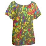 Colorful brush strokes painting on a green background                                                  Women s Oversized Tee