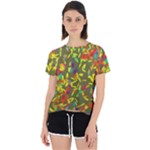 Colorful brush strokes painting on a green background                                                   Open Back Sport Tee