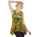 Colorful brush strokes painting on a green background                                                    Side Drop Tank Tunic