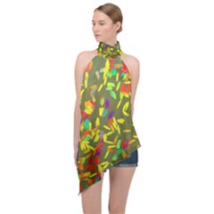 Halter Asymmetric Satin Top 