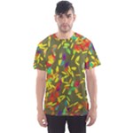 Colorful brush strokes painting on a green background                                                    Men s Sport Mesh Tee