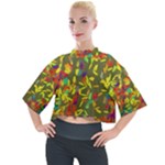 Colorful brush strokes painting on a green background                                                  Mock Neck Tee