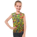 Colorful brush strokes painting on a green background                                                    Kids  Mesh Tank Top