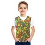Colorful brush strokes painting on a green background                                                        Kids  Basketball Tank Top
