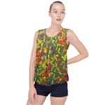 Colorful brush strokes painting on a green background                                                    Bubble Hem Chiffon Tank Top