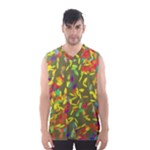 Colorful brush strokes painting on a green background                                                    Men s Basketball Tank Top