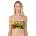 Colorful brush strokes painting on a green background                                                   Bandeau Top