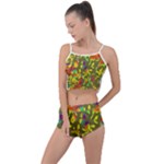 Colorful brush strokes painting on a green background                                                      Summer Cropped Co-Ord Set