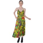 Colorful brush strokes painting on a green background                                                      Tie Back Maxi Dress
