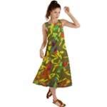 Colorful brush strokes painting on a green background                                                       Summer Maxi Dress