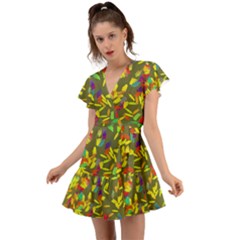Flutter Sleeve Wrap Dress 