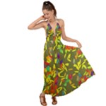 Colorful brush strokes painting on a green background                                                     Backless Maxi Beach Dress