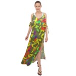 Colorful brush strokes painting on a green background                                                      Maxi Chiffon Cover Up Dress