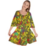 Colorful brush strokes painting on a green background                                                 Velvet Kimono Dress
