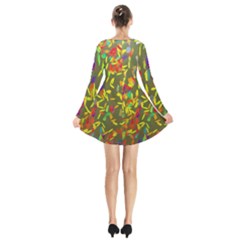 Long Sleeve Velvet V-neck Dress 