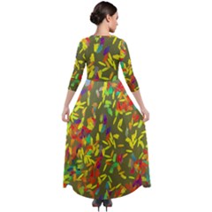 Quarter Sleeve Maxi Velour Dress 