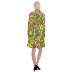 Long Sleeve Velvet Front Wrap Dress 