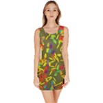 Colorful brush strokes painting on a green background                                                    Bodycon Dress