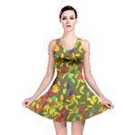 Colorful brush strokes painting on a green background                                                    Reversible Skater Dress