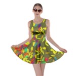 Colorful brush strokes painting on a green background                                                    Skater Dress