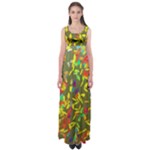 Colorful brush strokes painting on a green background                                                    Empire Waist Maxi Dress