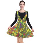 Colorful brush strokes painting on a green background                                                  Plunge Pinafore Dress