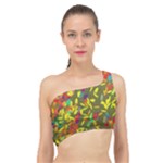 Colorful brush strokes painting on a green background                                                   Spliced Up Bikini Top