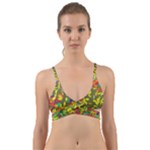 Colorful brush strokes painting on a green background                                                   Wrap Around Bikini Top