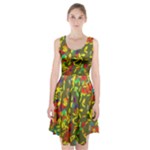 Colorful brush strokes painting on a green background                                                        Racerback Midi Dress