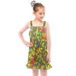 Colorful brush strokes painting on a green background                                                 Kids  Overall Dress