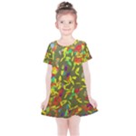 Colorful brush strokes painting on a green background                                                   Kids  Simple Cotton Dress