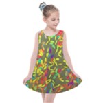 Colorful brush strokes painting on a green background                                                 Kids  Summer Dress