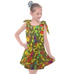 Colorful brush strokes painting on a green background                                                Kids  Tie Up Tunic Dress