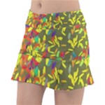 Colorful brush strokes painting on a green background                                                    Tennis Skirt