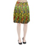 Colorful brush strokes painting on a green background                                                Pleated Skirt