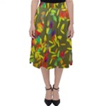 Colorful brush strokes painting on a green background                                                   Folding Skater Skirt