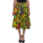 Colorful brush strokes painting on a green background                                                    Perfect Length Midi Skirt