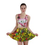 Colorful brush strokes painting on a green background                                                    Mini Skirt