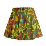 Colorful brush strokes painting on a green background                                                      Mini Flare Skirt