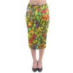 Colorful brush strokes painting on a green background                                                      Midi Pencil Skirt