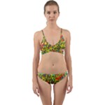 Colorful brush strokes painting on a green background                                                      Wrap Around Bikini Set