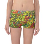 Colorful brush strokes painting on a green background                                                        Reversible Boyleg Bikini Bottoms