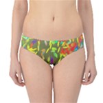 Colorful brush strokes painting on a green background                                                   Hipster Bikini Bottoms