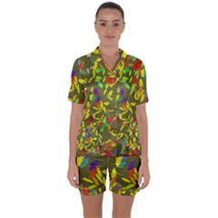 Satin Short Sleeve Pajamas Set 