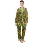 Colorful brush strokes painting on a green background                                                 Satin Long Sleeve Pyjamas Set