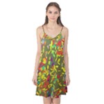 Colorful brush strokes painting on a green background                                                    Camis Nightgown