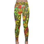 Colorful brush strokes painting on a green background                                                    Yoga Leggings