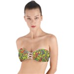 Colorful brush strokes painting on a green background                                               Twist Bandeau Bikini Top