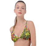 Colorful brush strokes painting on a green background                                                   Knot Up Bikini Top